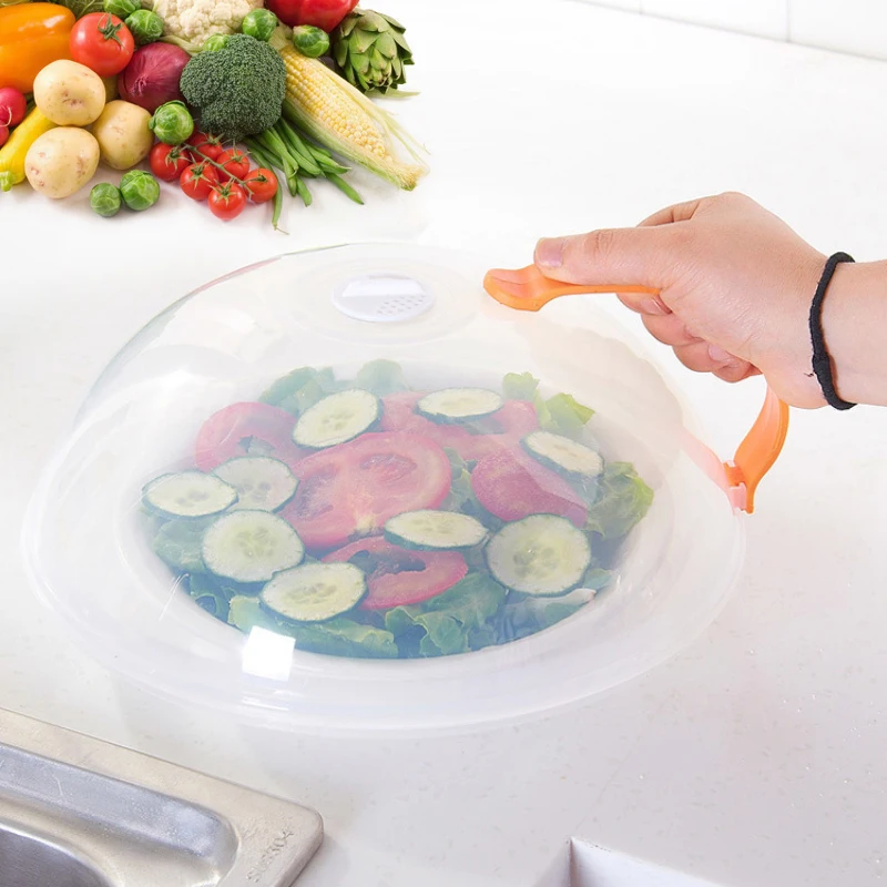 Microwave Oven Food Cover Heat Resistant Transparent Anti Sputtering Kitchen Cookware Parts Handle Reusable Airtight Food Covers