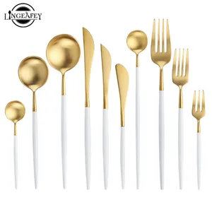 Набор столовых приборов из нержавеющей стали 1810, из белого золота, в западном стиле, домашняя ложка, вилка, нож набор палочек для еды, наборы столовой посуды
