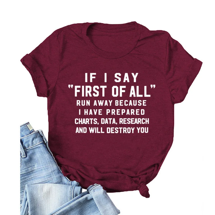 

If I say first of all letter loose short sleeve round neck Pullover bottomed T-shirt jy0056