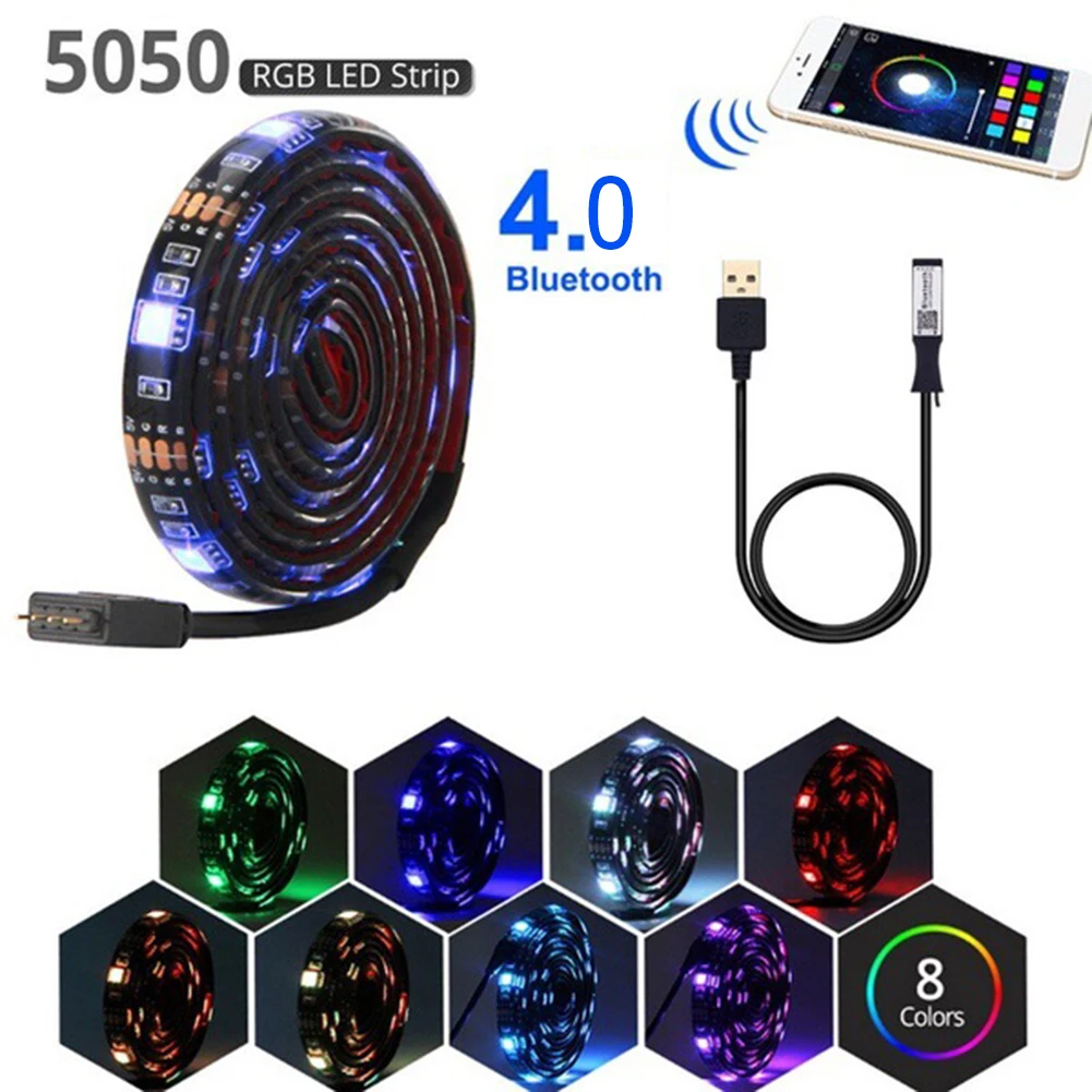 

RGB LED Strip Lights SMD 5050 Music Sync USB Light Strip 5V Flexible Ribbon RGB Tape Lamp APP Controller Home Decor