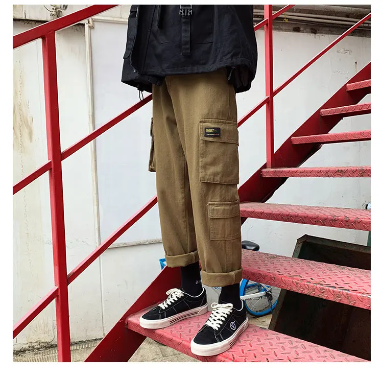 LAPPSTER Men Streetwear Cargo Pants Mens Overalls Hip Hop Joggers Thick Winter Sweatpants Male Harem Fashoins Track Pants