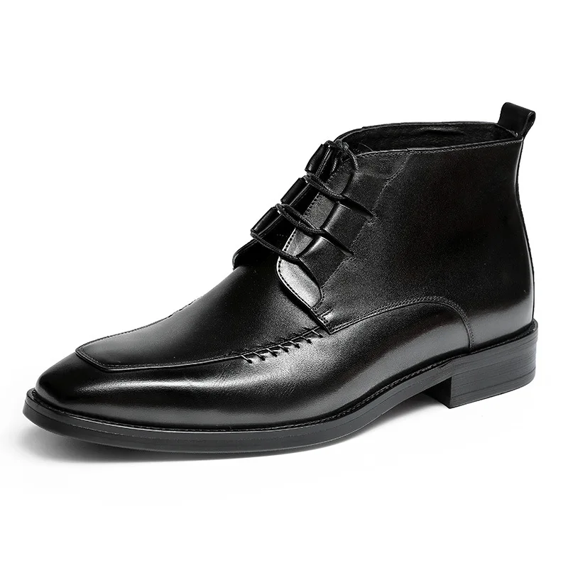 

Italian Shoes Men Chelsea Boots Genuine Cow Leather Autumn Ankle Boots Lace Up Dress Shoes Black Brown Fashion Short Botas