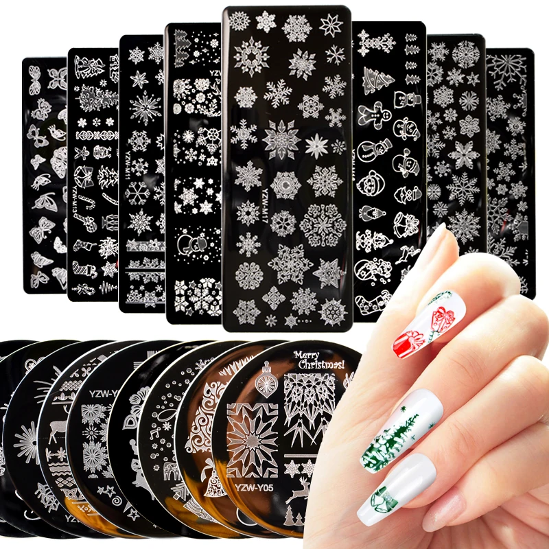 

Christmas Nail Art Printing Stamping Templates Stainless Steel Snowflake Pictures Print Plates Geometric Stamp Stencil