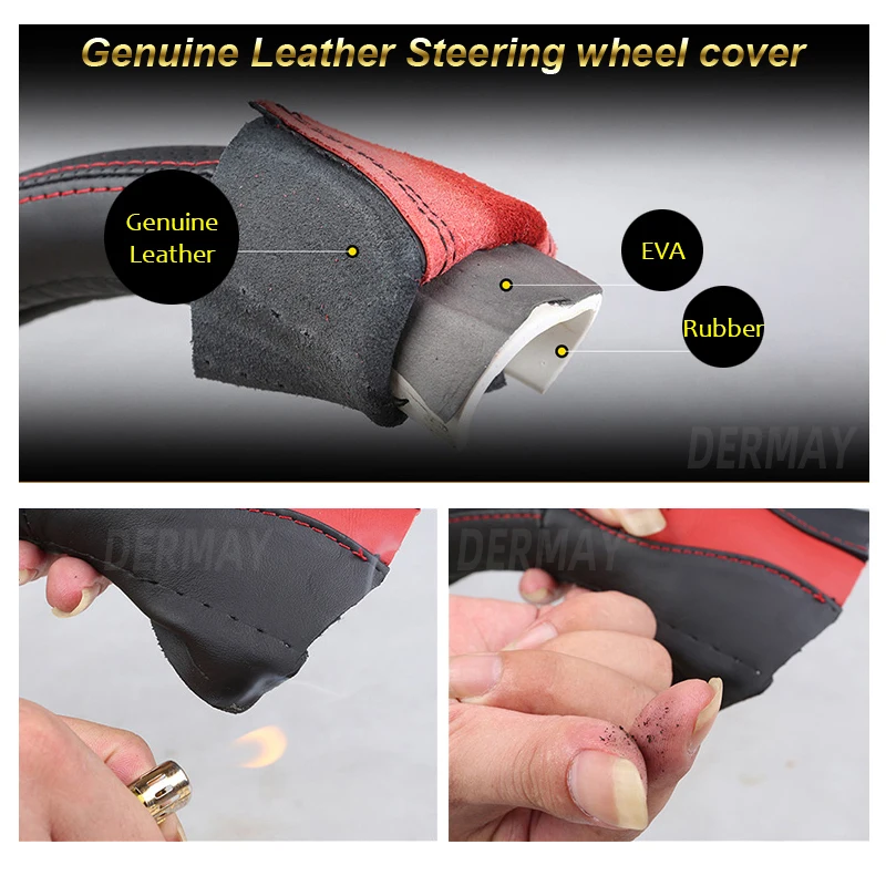 Genuine Leather Steering Wheel Cover for Citroen Berlingo 2018 2019 2020 2021 Cowhide Cubre Volante Auto Accessories | Автомобили и