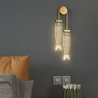 acrylic crystal wall lamp pisces style living room wall lamp bedroom bedside lamp nordic creativity wall decor three color light