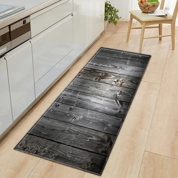 Large Size Wood Grain Kitchen Mat Long Kitchen Floor Mat Entrance Doormat Non-slip Mat for Living Room Bathroom Door Mat Tapete