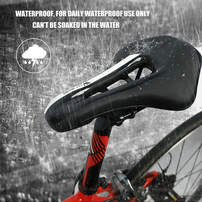 

Bike Saddle PU Leather MTB Road Bike Front Seat Cycling Saddles for Mens Breathable Hollow Cushion Bicycle Saddle Cycling Parts