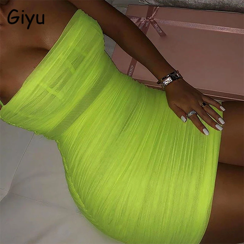 Женское неоновое платье Giyu с вырезом лодочкой без рукавов открытой спиной