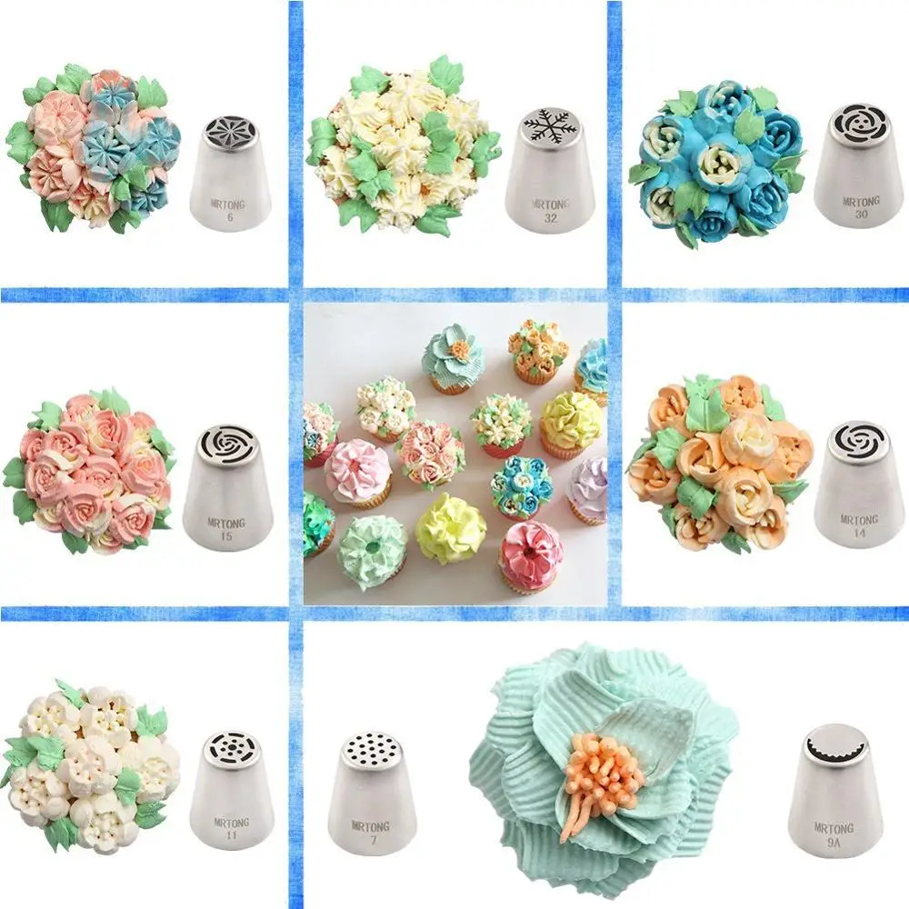41 Pcs/Set Russian Stainless Steel Cake Icing Pastry Cakes Set Decoration Tools +Nozzle Balls Nozzles | Дом и сад