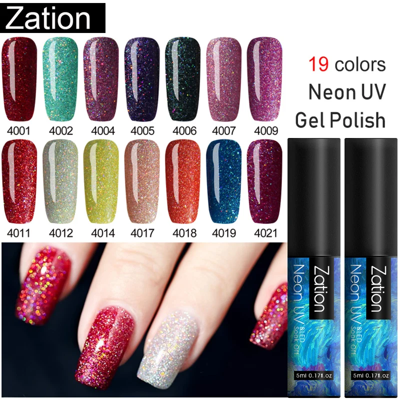 Zation неоновый Гель-лак для ногтей 5 мл Полупостоянный гель uv Vernis верхнее покрытие