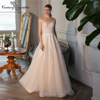 vestido de noiva boho wedding dresses lace appliques leaves beaded belt sheer o neck cap sleeve a line bridal gowns plus size