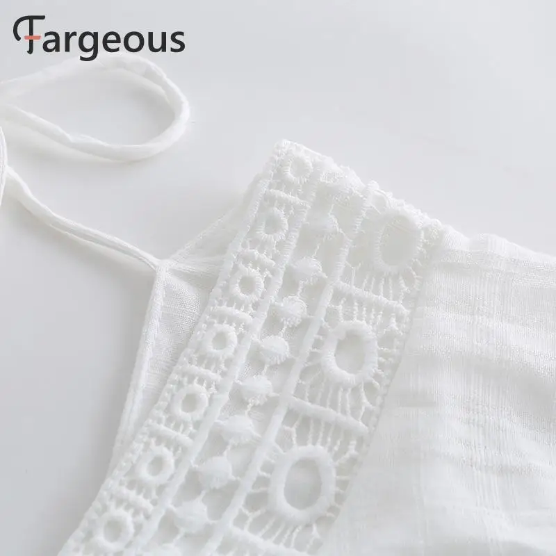 Fargeous женское элегантное белое короткое платье с вышивкой летнее сексуальное кружевное платье с v-образным вырезом на спине женские вечерние платья с высокой талией Vestidos