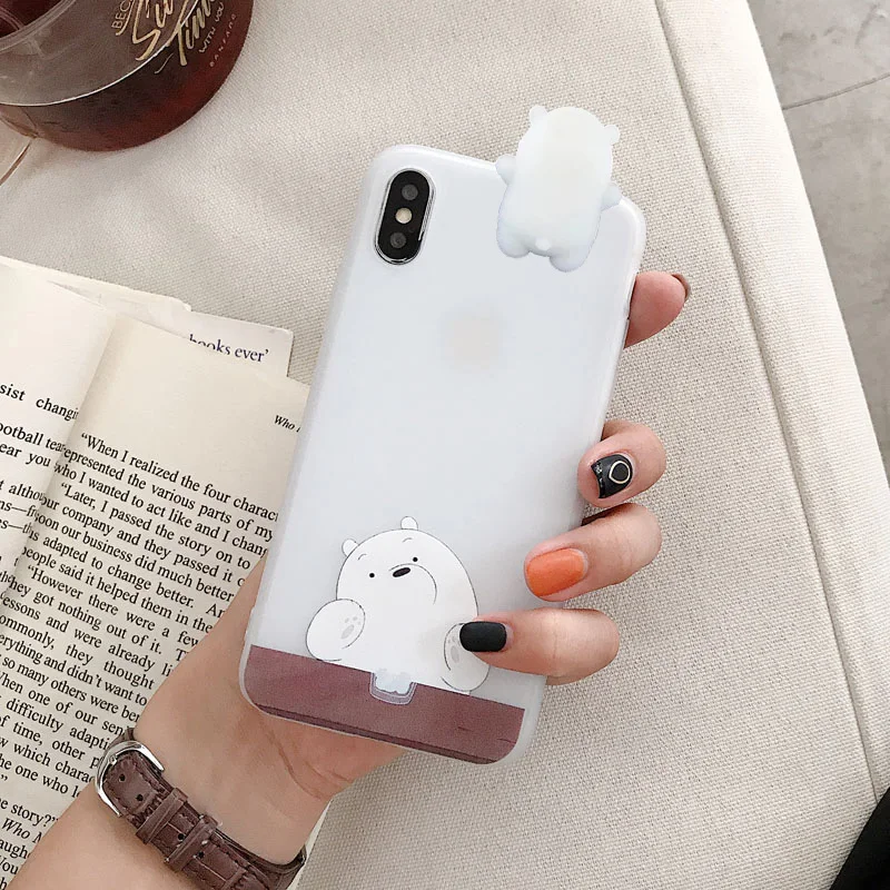 Abbery 3D Cute Cartoon Bear Soft Phone Case for iPhone 6 6s 7 8 Plus X XR XS Max Silicone Back Cover |