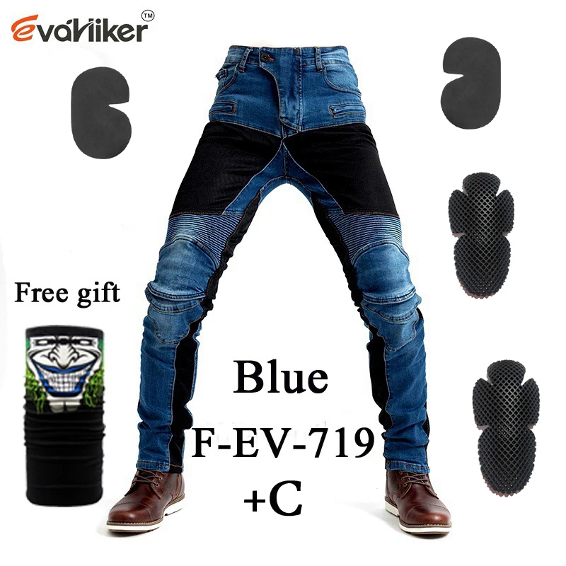 F-EV-719 Blue C Новые мужские мотоциклетные штаны Защитное снаряжение для езды на мотоцикле мотоциклетные Брюки Штаны для мотокросса армейские зеленые штаны - Цвет: F-EV-719 Blue C