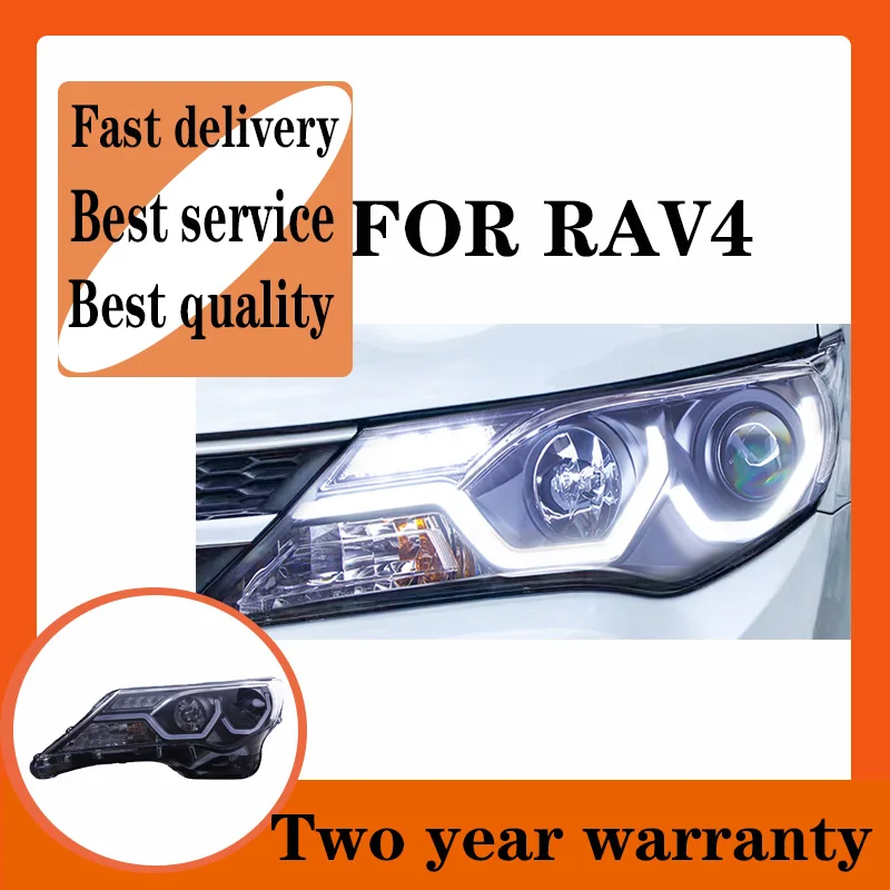 Car Styling   For Toyota RAV4 headlights 2013 2014 2015 LED Headlight DRL Bi Xenon Lens High Low Beam Parking Fog Lamp