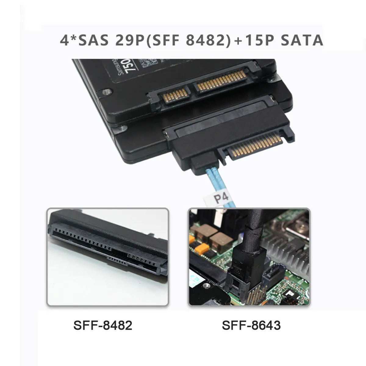 50 см внутренний 36 Pin Mini SAS SFF-8087 хоста до 4 SFF-8482 целевой Жесткий диск и SATA Мощность
