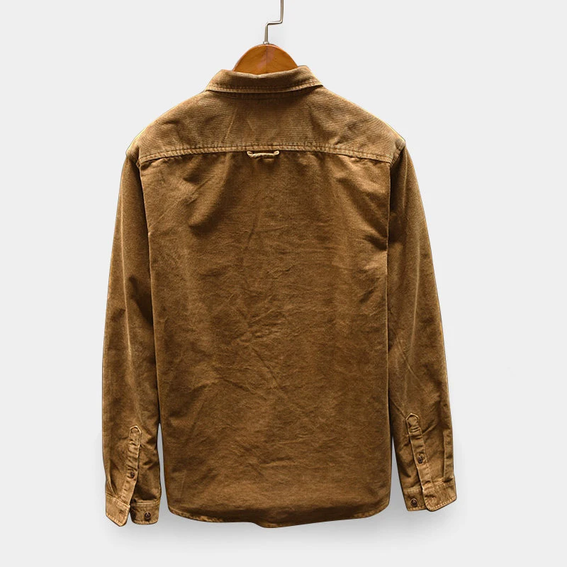 

ZOGAA 2021 Men's Tops Fall Fashion Shirt Casual Long Sleeve Solid Color Tops Retro Corduroy Casual Tops New Mens Jackets Coats