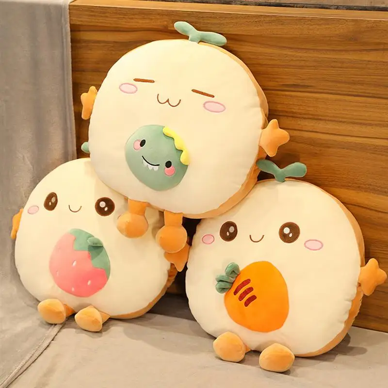 

2pcs Creative Decorative Cartoon Cushion Pillow Stuffed Hand Warmer and Blanket
