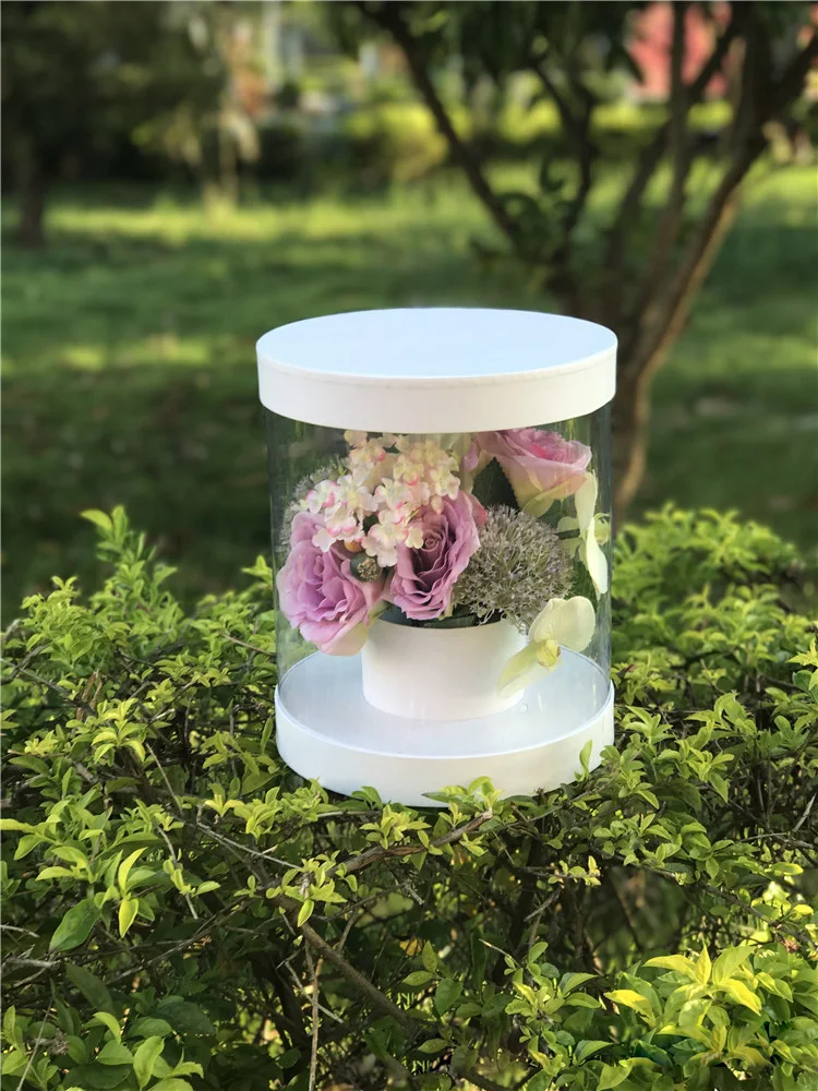 New Box Gift box PVC window round folding flower gift Round party wedding decoration 2pcs11$off | Дом и сад
