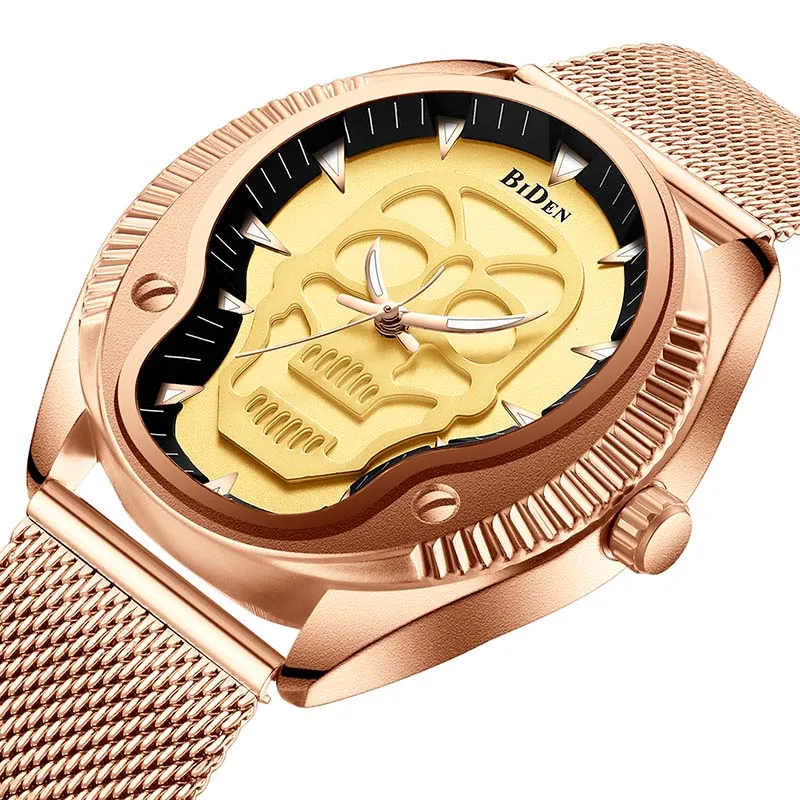 Часы наручные мужские кварцевые брендовые Роскошные креативные с черепом из