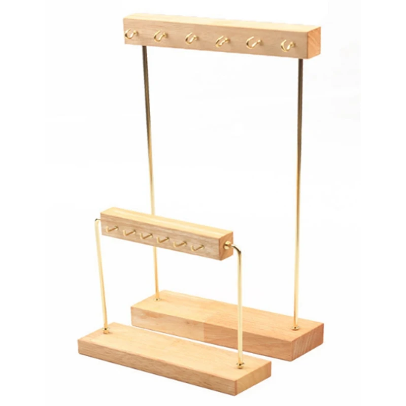 

Solid Wood Door Hook Type 6-Digit Bracelet Necklace Stand Creative Desktop Wooden Storage Rack Jewelry Display Stand