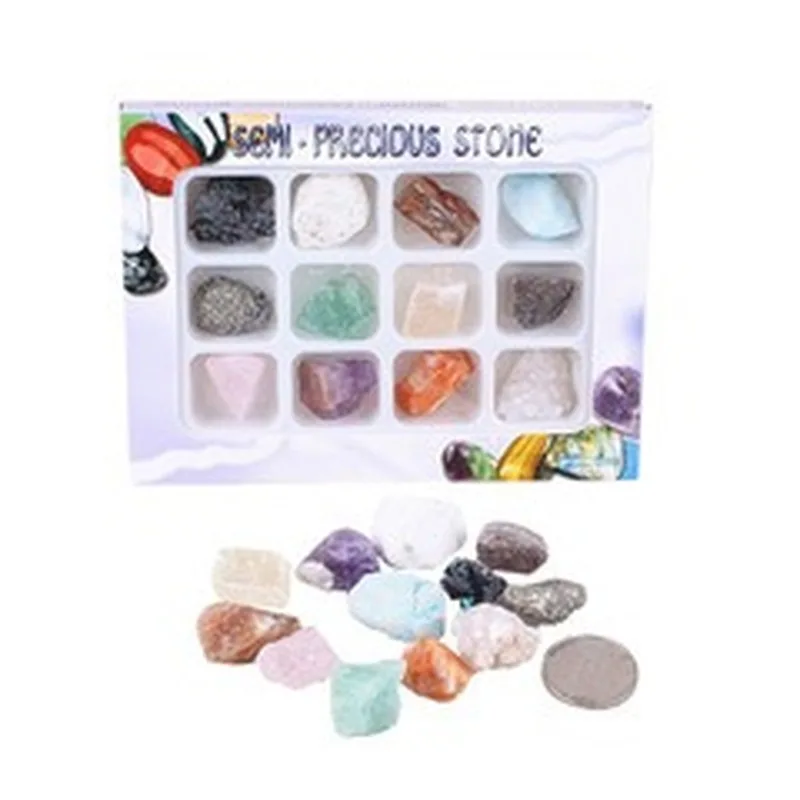 Натуральный кристаллический образец руды 20 видов смешанных драгоценных камней