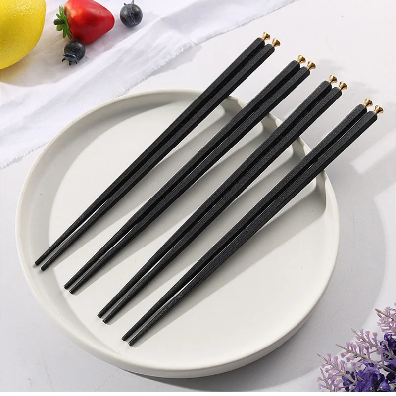 10 pair of stainless steel Chinese black alloy chopsticks dining utensils sushi sticks non-slip household kitchen utensils