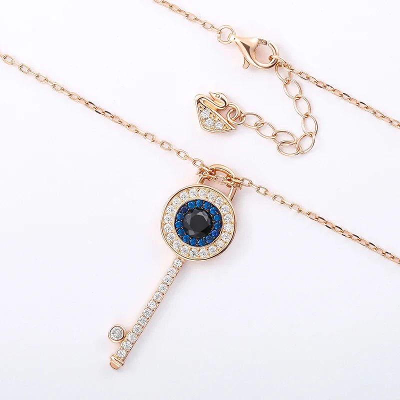 

Fashionable cat-eye necklace beloved devil's eye A zircon long rose gold key clavicle pendant3