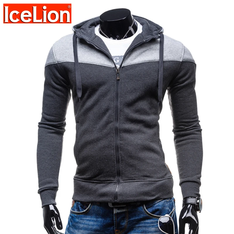 

IceLion 2021 Autumn Cotton Sweatshirt Men Hoodies Zipper Cardigan Sportswear Slim Fit Coat Solid Tracksuit Hip Hop Streetwear