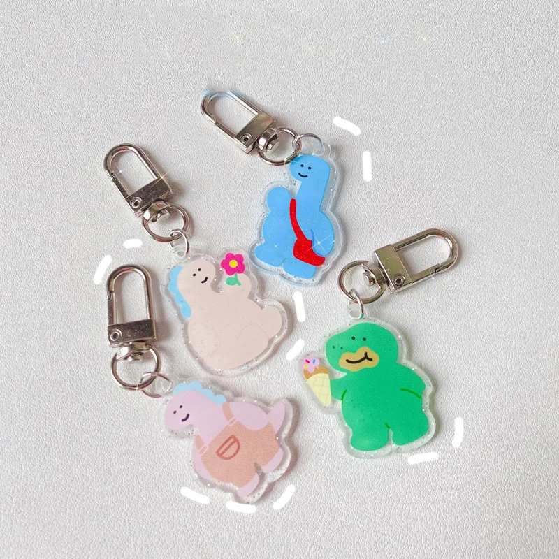 

Cartoon Cute Dinosaur Blingbling Key Chain Ins Acrylic Student Schoolbag Pendant Key Holder Decorative Pendant Kawaii Ornament