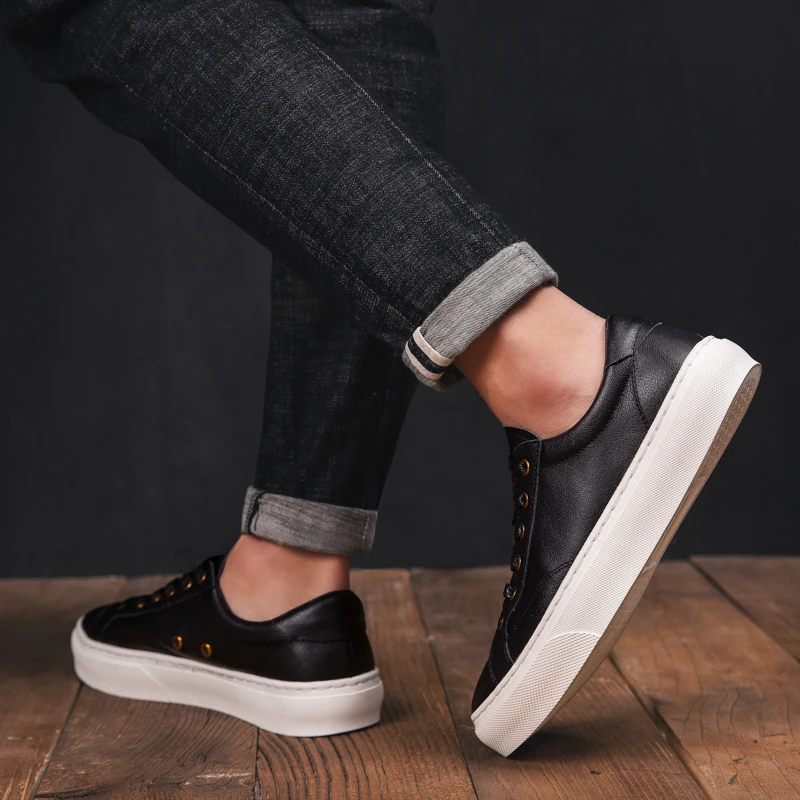 Мужская повседневная обувь Роскошные кроссовки из натуральной коровьей кожи