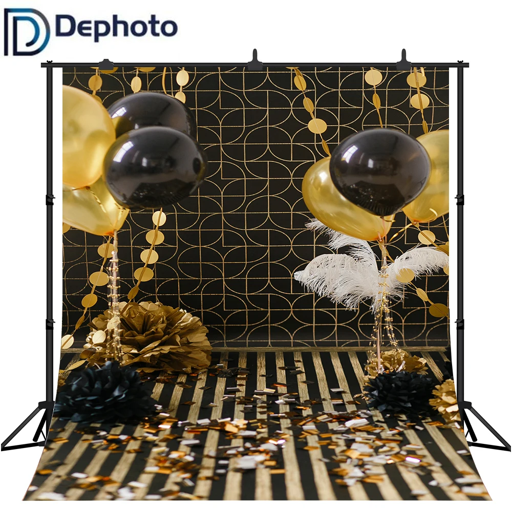 Фоны для фотосъемки на день рождения с воздушным шаром и блестящей золотой