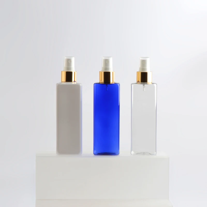 

30pcs 250ml Gold Aluminum Sprayer Pump Bottles PET Cosmetic Containers Plastic Perfume Bottle With Mist Sprayer 250cc Skin Care