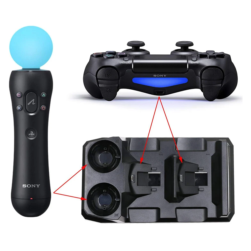 Для Playstation 4 PS4 Slim Pro PS VR Move Motion контроллеры в 1 зарядное usb устройство док станция