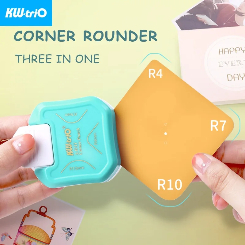 KW-triO 3-в-1 для радиусной обработки углов угловой мини-триммер удар R4/R7/R10mm с закругленной вершиной для DIY Бумага карты фото планировщик предметы для резки - изображение
