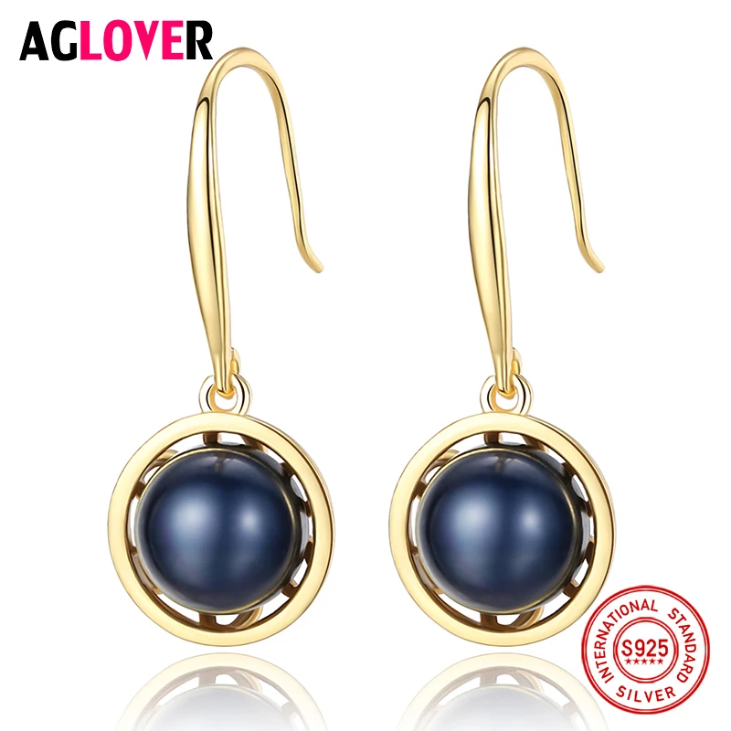 Женские серьги из натурального пресноводного жемчуга AGLOVER серебра 925 пробы 18 К