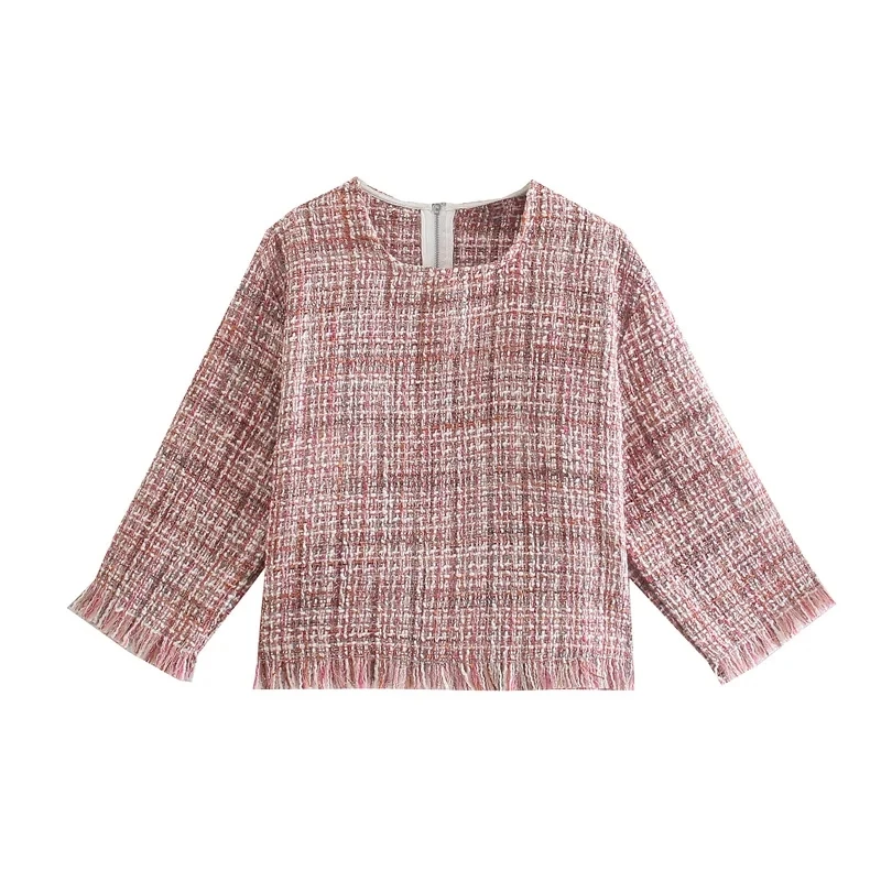 

Withered England Style Fashion Elegant Texture O-neck Loose Casual Blouse Women Blusas Mujer De Moda 2021 Short Shirt Women Tops