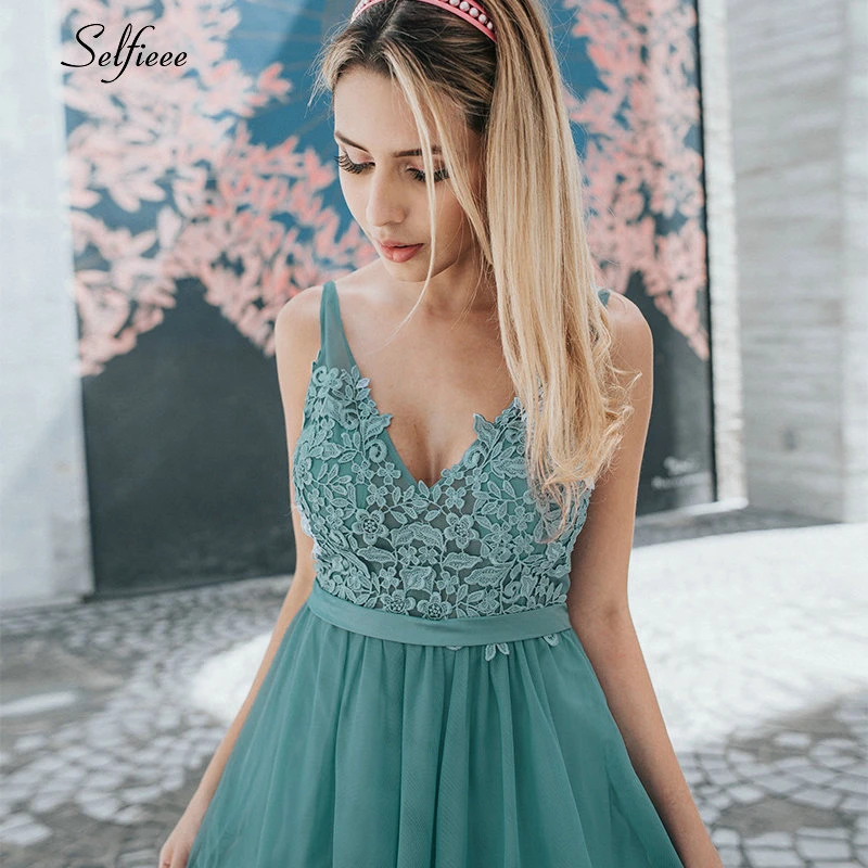 Женское длинное вечернее платье синее ТРАПЕЦИЕВИДНОЕ ПЛАТЬЕ с открытой спиной и