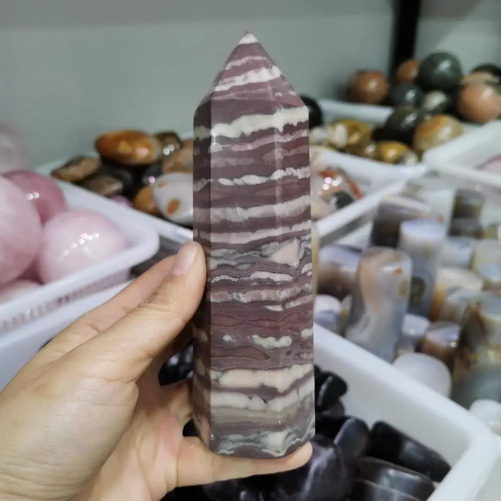 

Natural Purple jasper stone Point Reiki Chakra Stone Big size tower