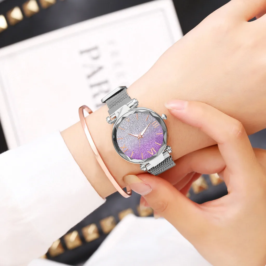 Vansvar Для женщин часы магнит камень Лебедь со стразами Дамская передачи наручные