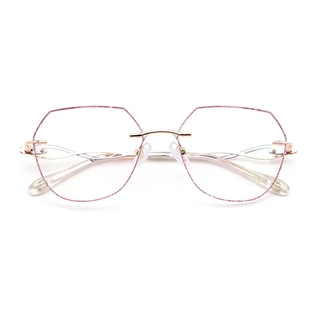 

Hip-hop Men And Women Fashion Retro Large Frame Polygon Art Glasses Frame Anti-blue Goggles Frameless Men and Women Glasses