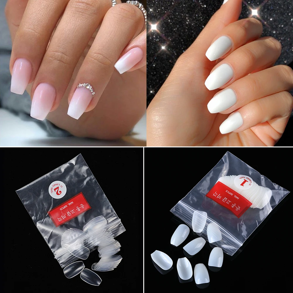 500 шт./упак. короткие ногти для гроба прозрачные натуральные белые балерины