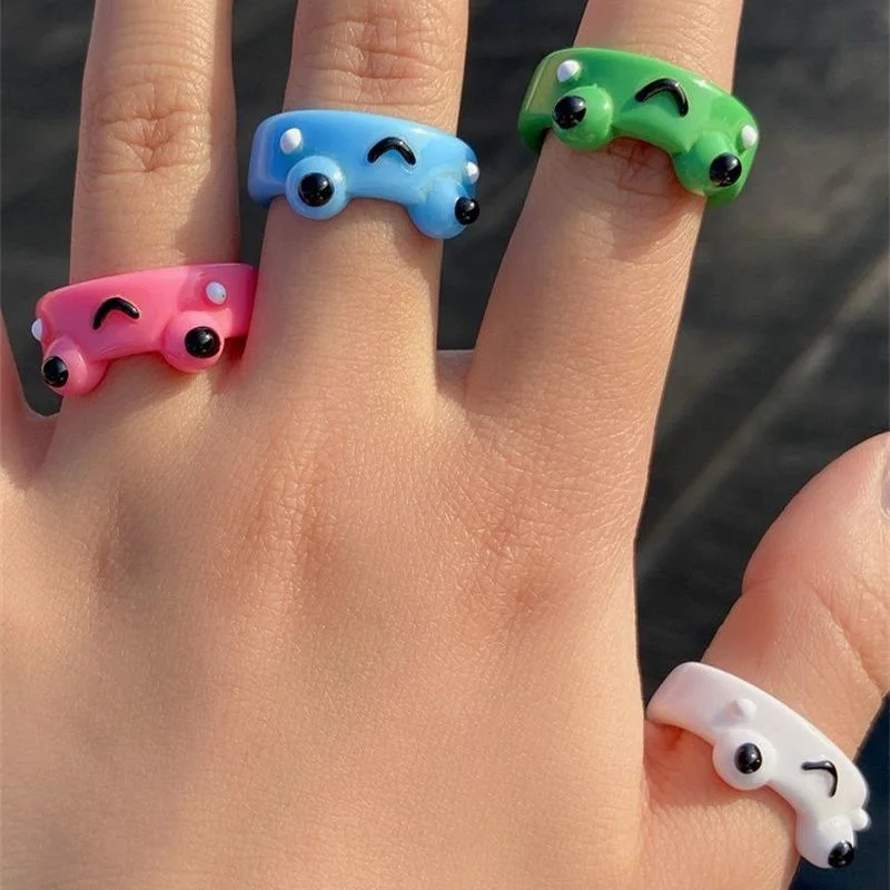 

Resin Colorful Frogs Rings for Women Personality Contrast Cute Fashion Finger Jewelry Gift Acrylic 2021 New Trendy