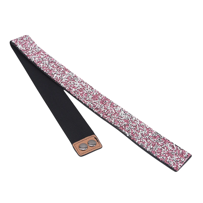 

Woman Waist Belt Fashion Bling Handmade Rhinestone Inlaid Elastic Shiny For Female Dresses Coat Shirt Wide Belt Waistband Sashes