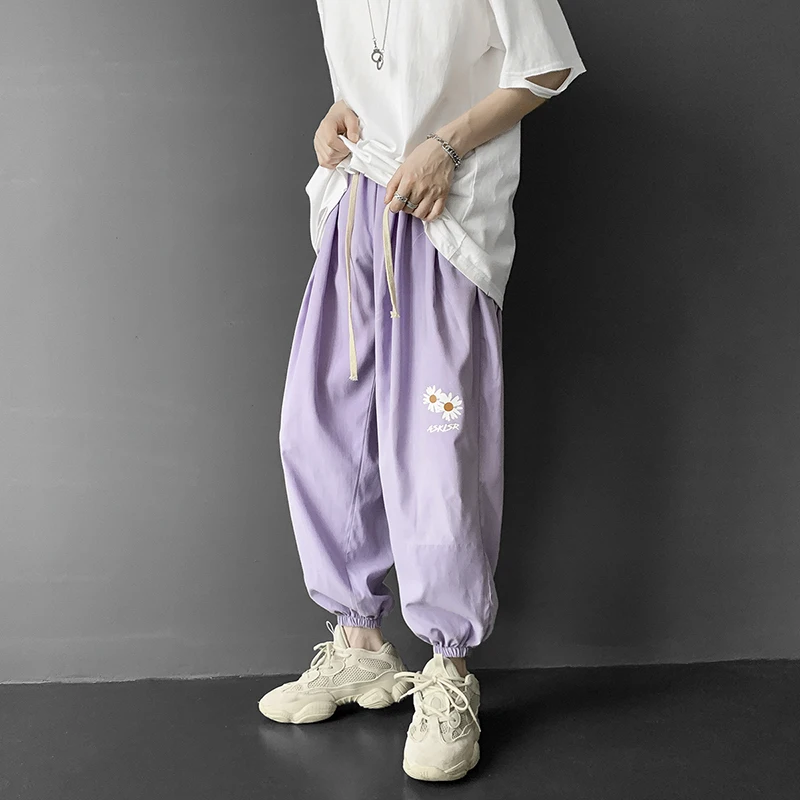 Джоггеры мужские и женские с эластичным поясом тонкие укороченные брюки модные