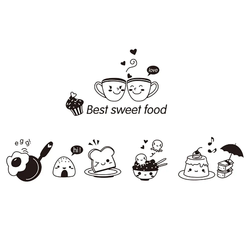 

Kitchen Wall Stickers Set Coffee Sweet Food DIY Home Art Decal Decoration Oven Dining Hall Wallpapers PVC Wall Decals Sticker