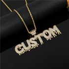 Ожерелье с именем на заказ из нержавеющей стали, ожерелье с персонализированными кристаллами циркония и буквами с короной, Женское Ожерелье, подарки