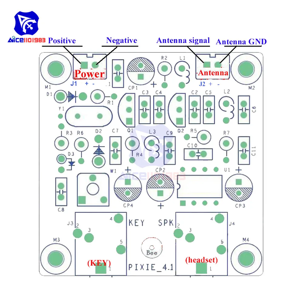 Diymore QRP Pixie 4,1 DIY Kit 40 м CW Ham Радио коротковолновый передатчик приемники модуль 7,023 МГц-7,026 МГц с зуммером приемопередатчика