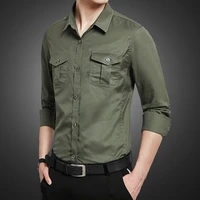 european and american best selling high quality military style slim mens shirt fashion trend outdoor casual mens top