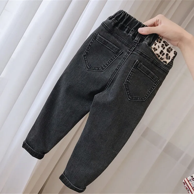 

High Elasticity Cotton Spring Autumn Jeans Pants Warm For Girls Children Kids Trousers Clothing Teenagers